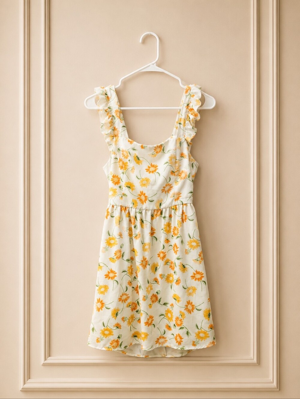 NWOT Altar'd State Medium Yellow Floral Ruffle Strap Sundress